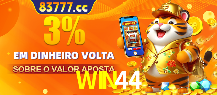Promoção para baixar e instalar o aplicativo do cassino WIN44. O banner oferece uma recompensa de R1aR1aR8, com a imagem de uma cobra sobre moedas de ouro.