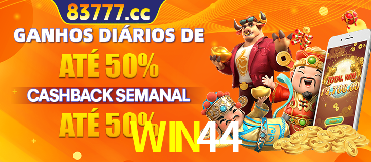 Anúncio de um membro ganhador do cassino WIN44 que ganhou R$2.193.486,00 jogando o slot PG Fortune Tiger, com os mascotes do jogo comemorando o prêmio.