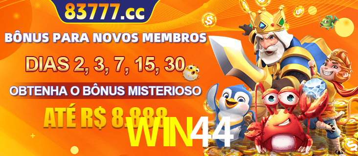 Anúncio dos benefícios para Membro VIP Sênior na plataforma WIN44, incluindo bônus promocionais, semanais e mensais, ilustrado com o personagem Fortune Tiger.
