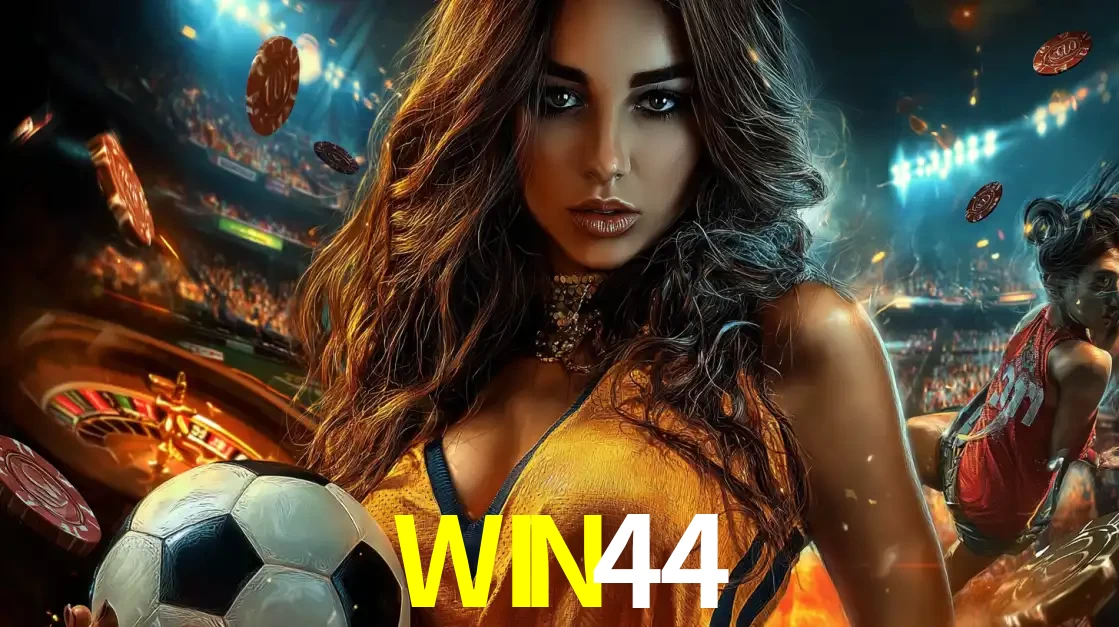 Mulher segurando uma bola de futebol em uma montagem que mistura a paixão esportiva com a emoção da roleta de cassino, tudo disponível na plataforma WIN44.
